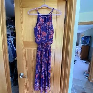 Purple and red halter top jumpsuit